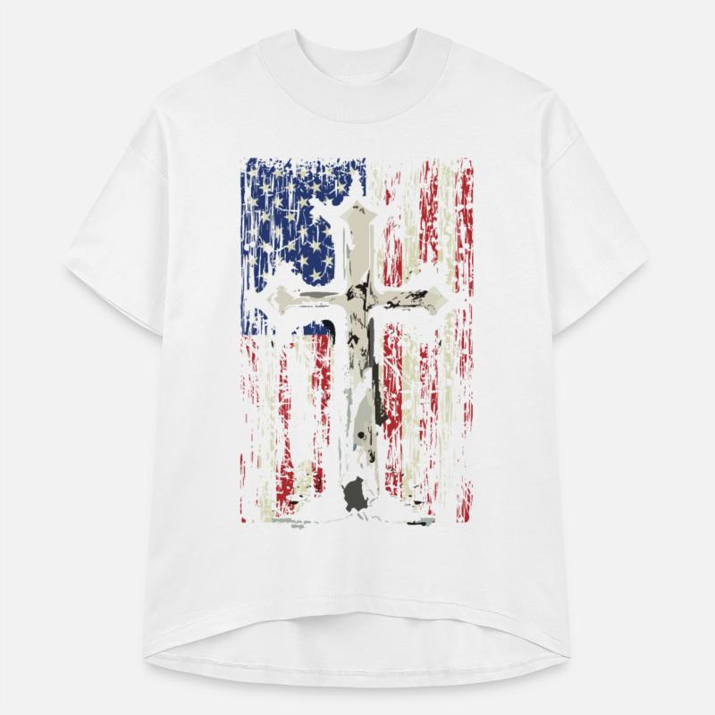 Christ Cross American Flag Grunge Old