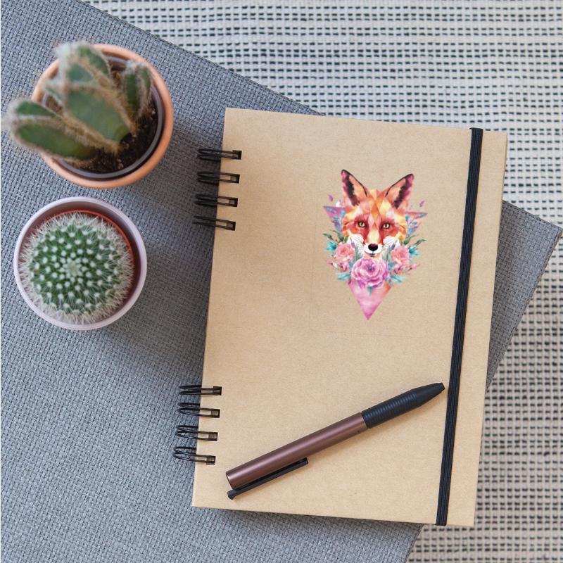 Geometric Fox with Floral Accents