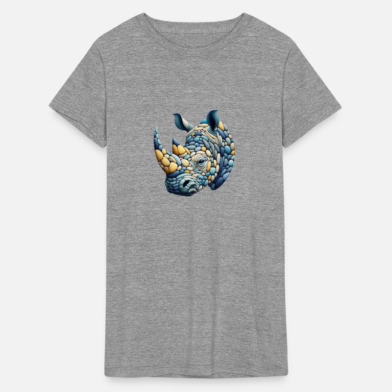 Oceanic Hues Rhino Pebble Art Design