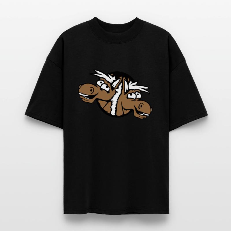 2 horses team laughter funny hole crazy friend fun