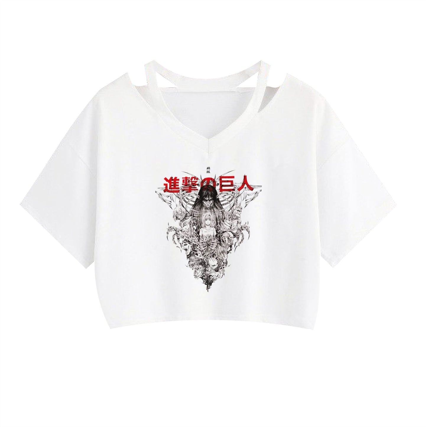 Anime Attack on Titan Printed Women's Strapless Crop Top Hoodie