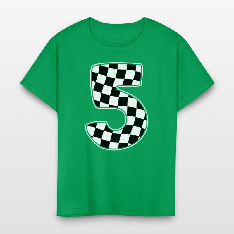 5th Birthday Checkered Number 5 Car Racing Flag