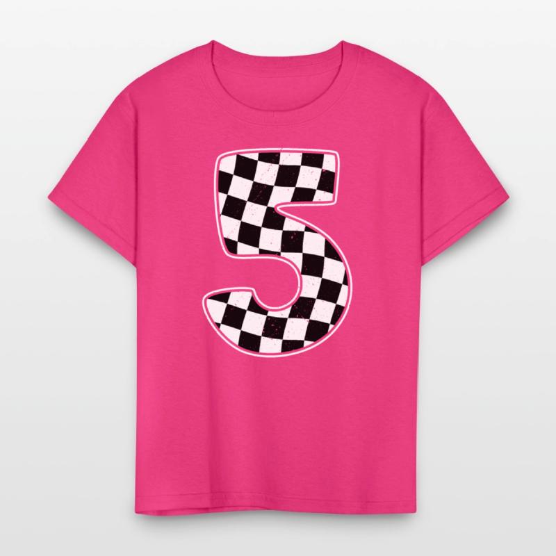 5th Birthday Checkered Number 5 Car Racing Flag
