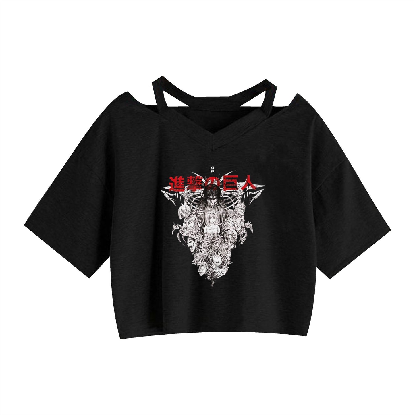 Anime Attack on Titan Printed Women's Strapless Crop Top Hoodie