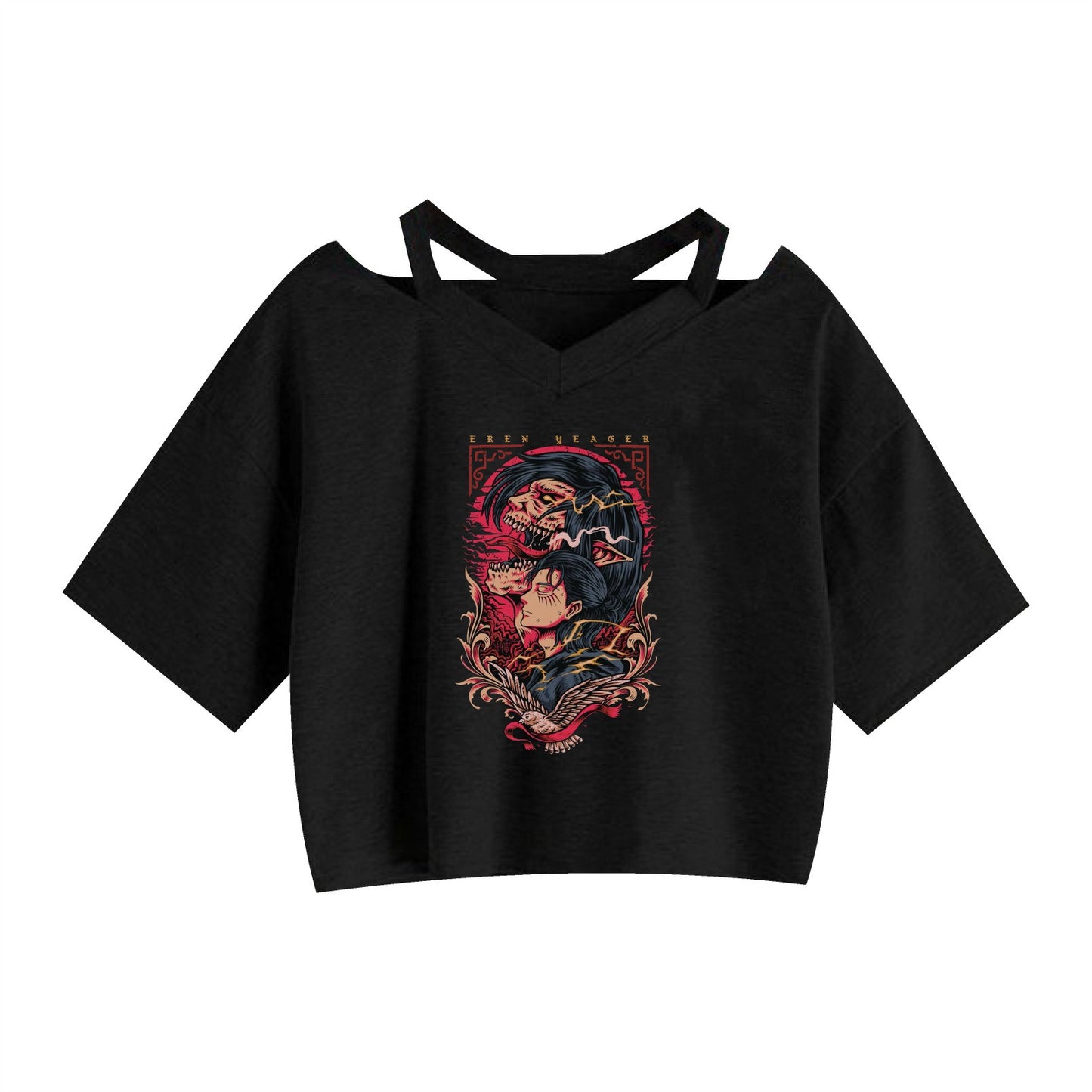 Anime Attack on Titan Printed Women's Strapless Crop Top Hoodie