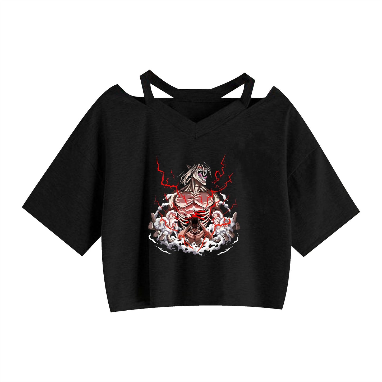 Anime Attack on Titan Printed Women's Strapless Crop Top Hoodie