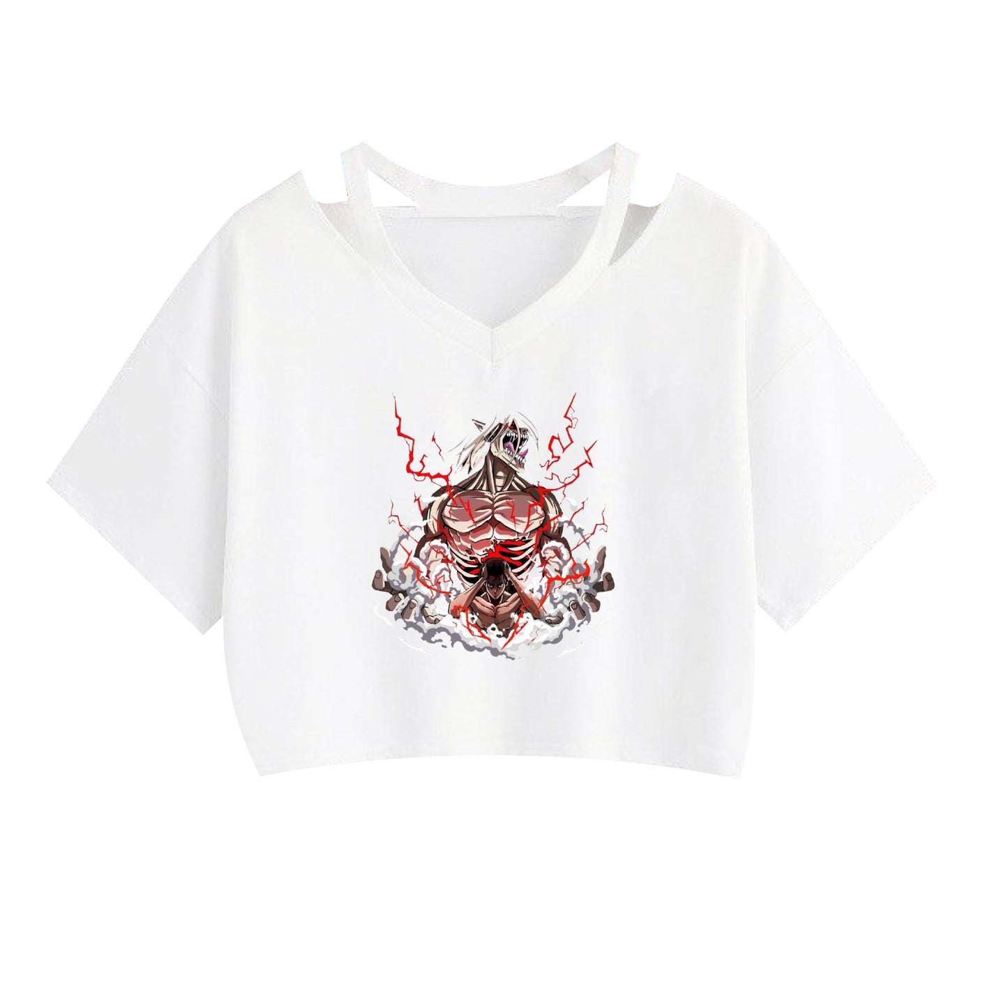 Anime Attack on Titan Printed Women's Strapless Crop Top Hoodie