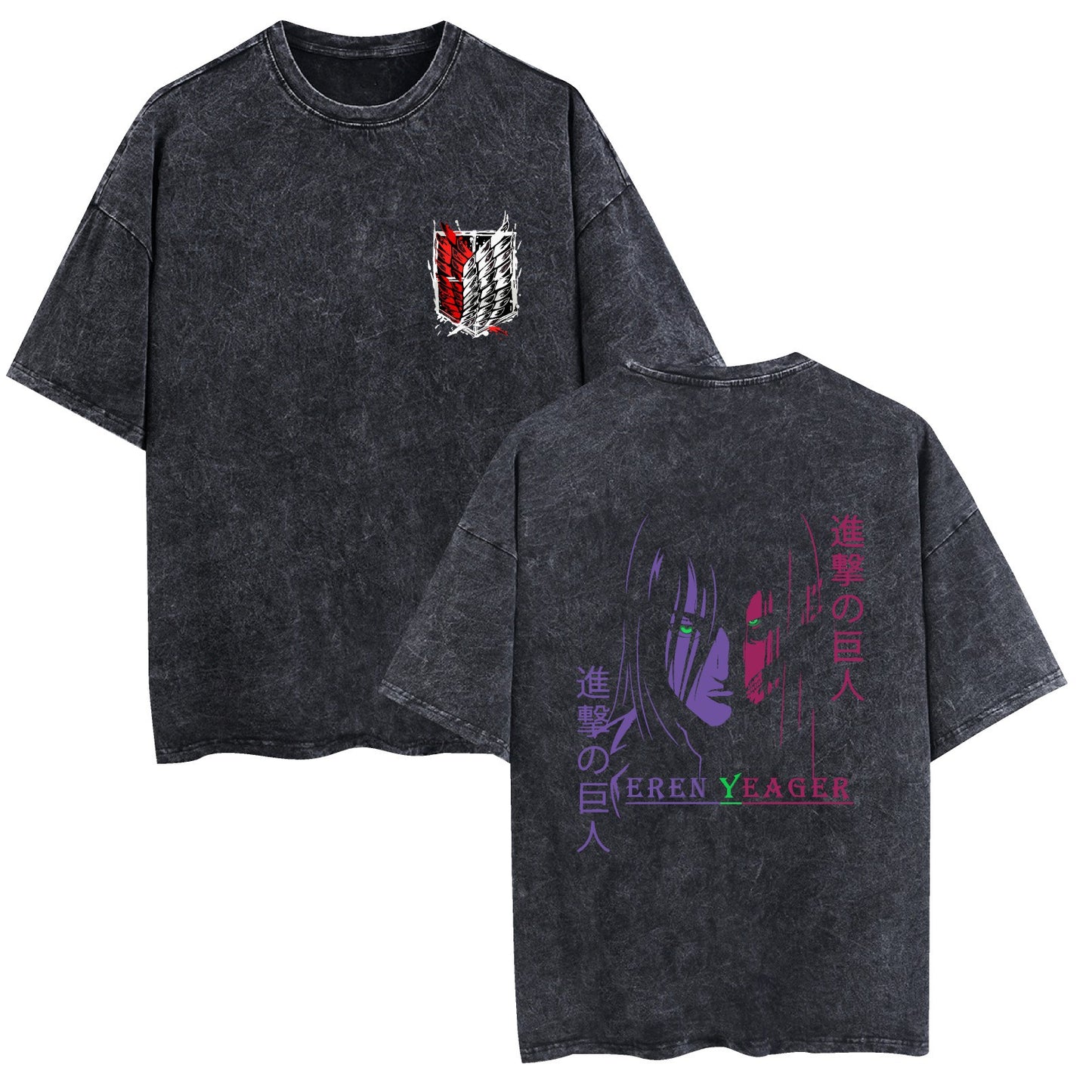 Washed Couple Short Sleeve T-Shirt Anime Attack on Titan
