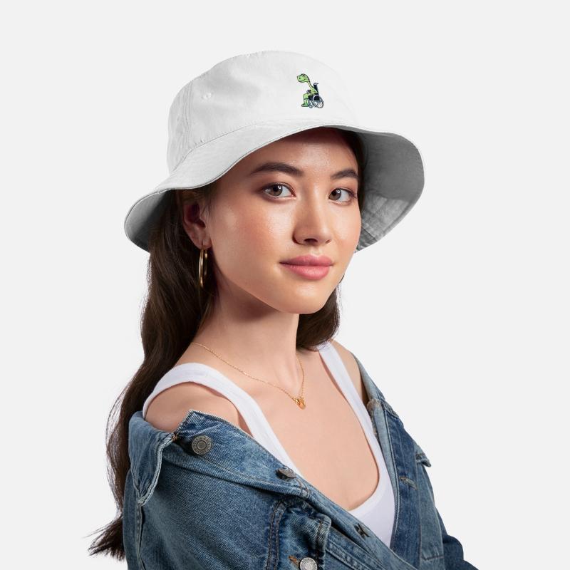 a broken legged dinosaur on wheelchair