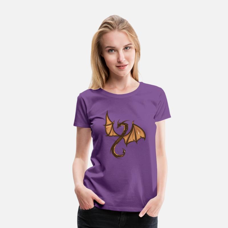 A brown and black dragon with a long tail T-shirts