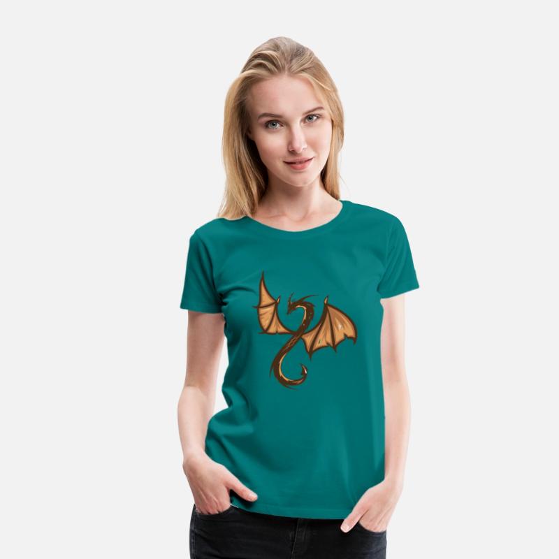 A brown and black dragon with a long tail T-shirts