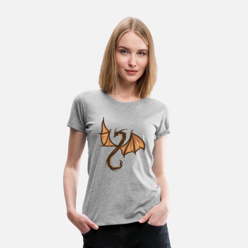 A brown and black dragon with a long tail T-shirts