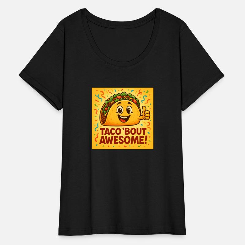 A cheerful taco with big eyes and a wide smile