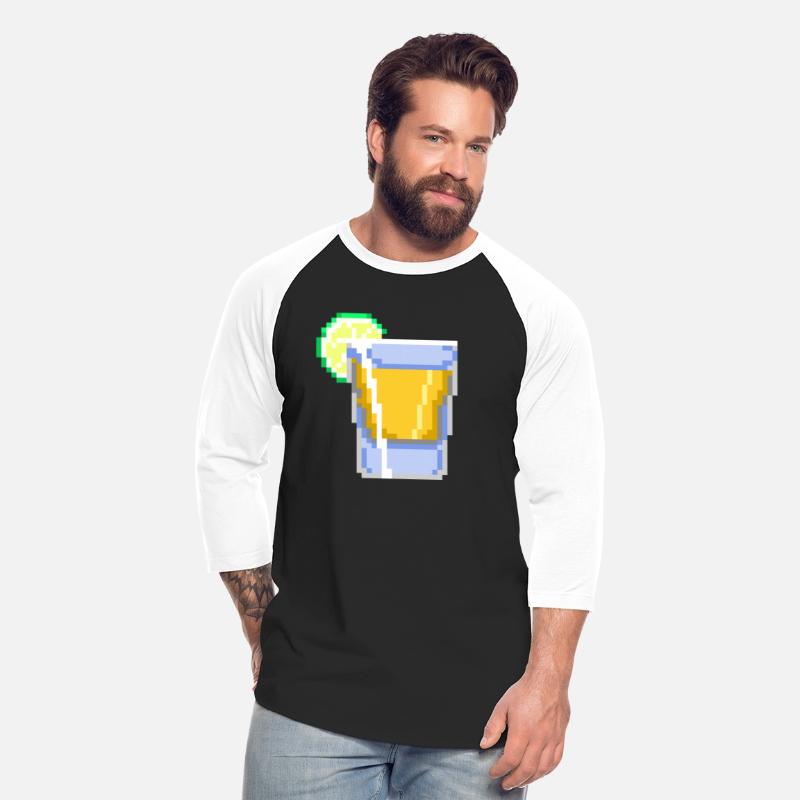 a glass of tequila with lime in pixel style