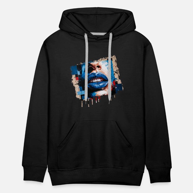 Abstract lips painted with a colorful brush