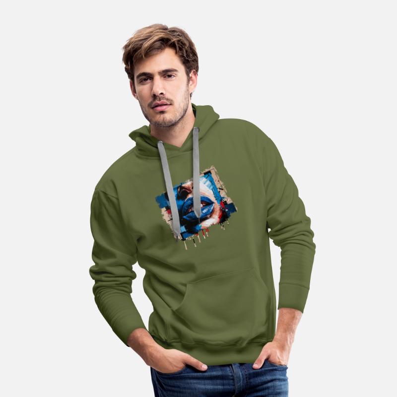 Abstract lips painted with a colorful brush