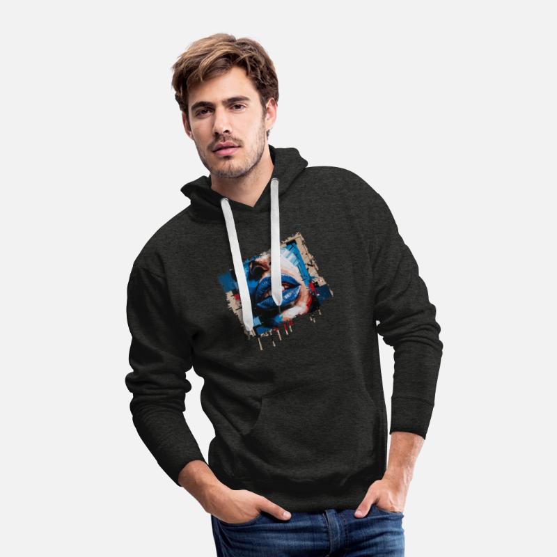 Abstract lips painted with a colorful brush