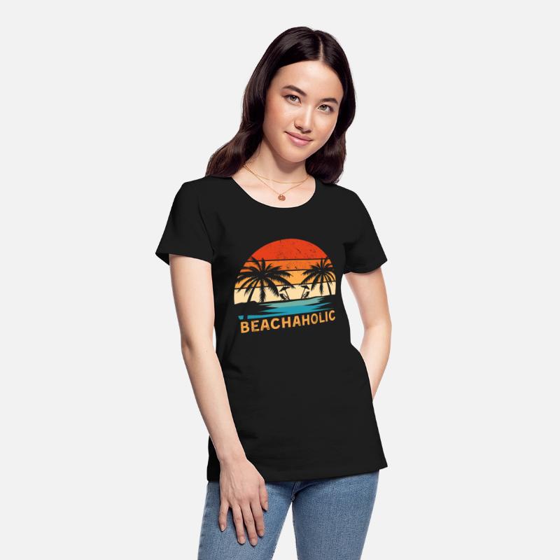 Beachaholic Beach Lover Retro Sunset Palm Trees