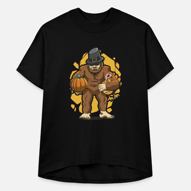 Bigfoot Pilgrim Turkey Pumpkin Thanksgiving Day