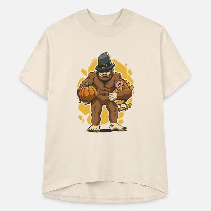 Bigfoot Pilgrim Turkey Pumpkin Thanksgiving Day