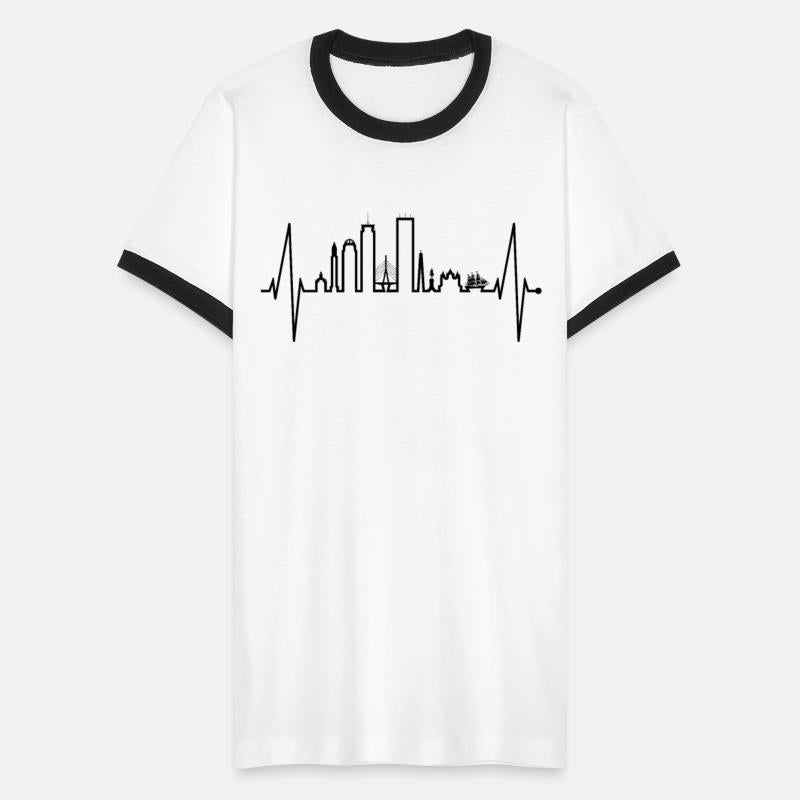 Boston Skyline Heartbeat Silhouette Heart US Love