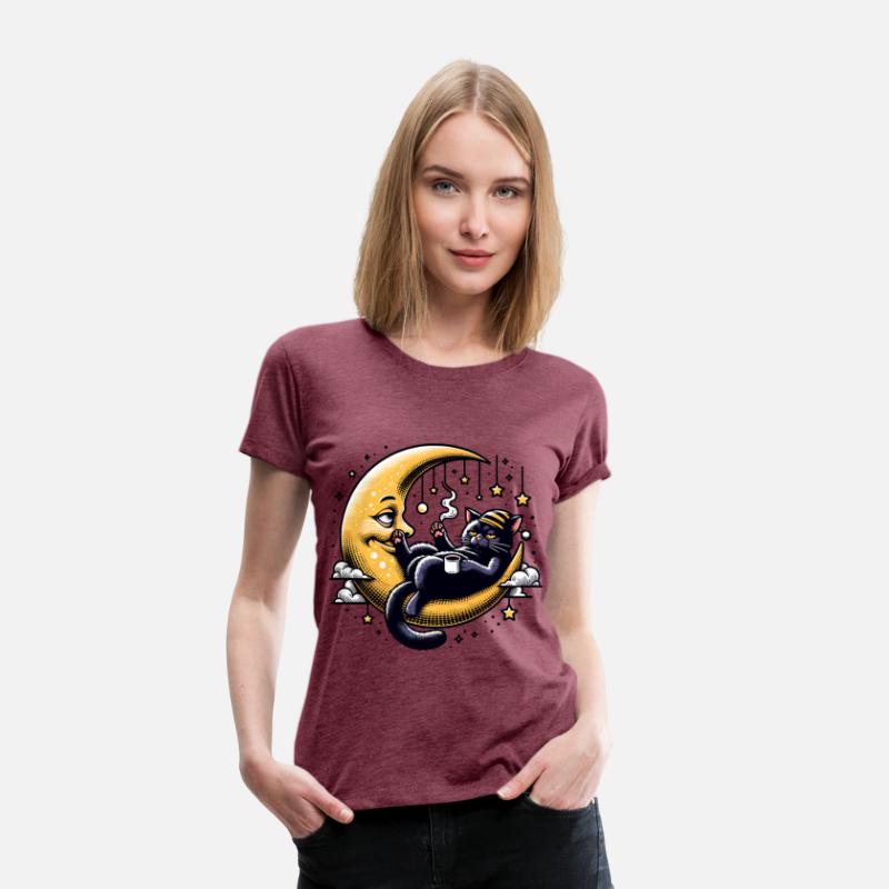 Chill Cat Relaxing on the Moon with Coffee and