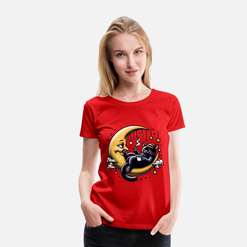 Chill Cat Relaxing on the Moon with Coffee and