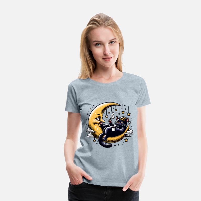 Chill Cat Relaxing on the Moon with Coffee and