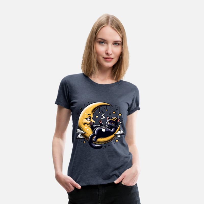 Chill Cat Relaxing on the Moon with Coffee and