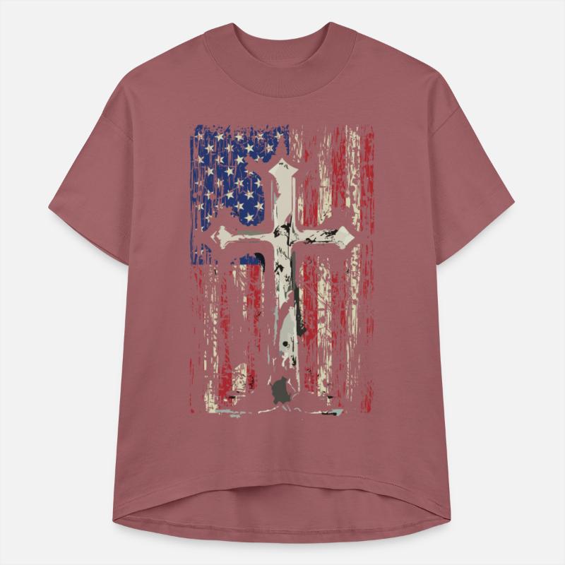 Christ Cross American Flag Grunge Old