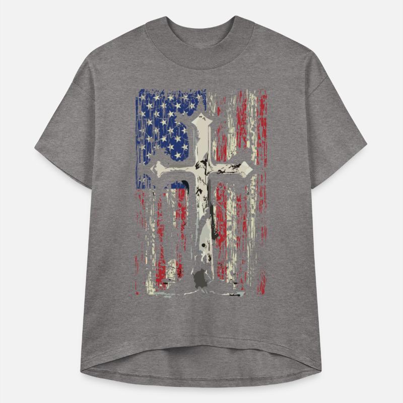 Christ Cross American Flag Grunge Old