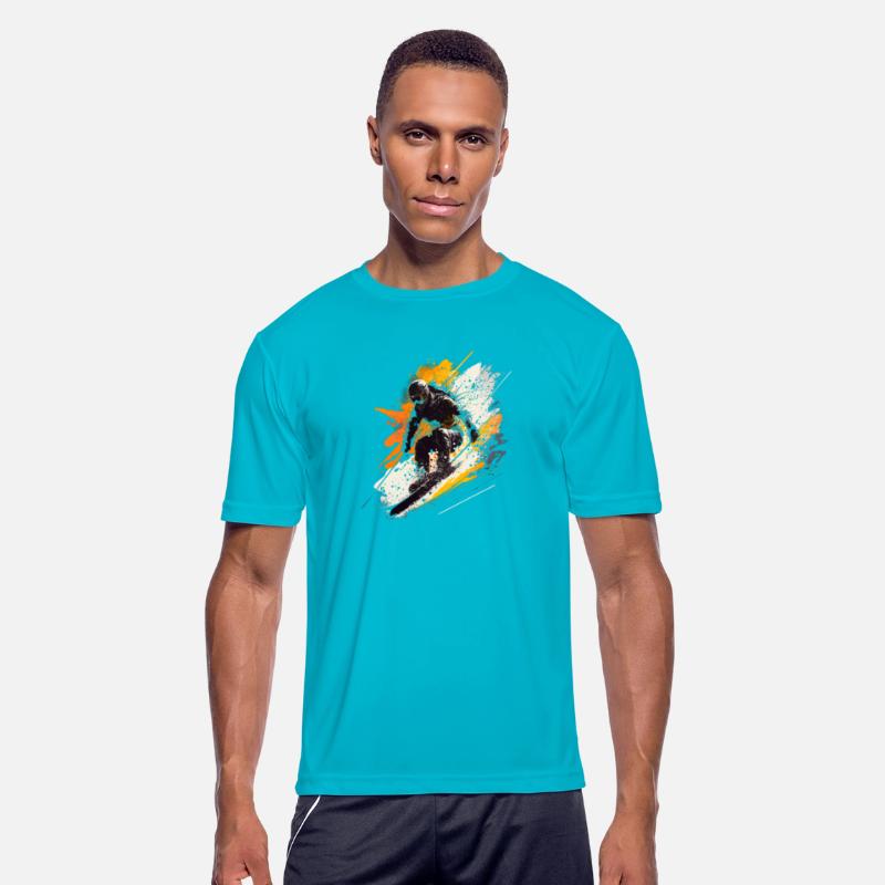 cool skier riding through the powder