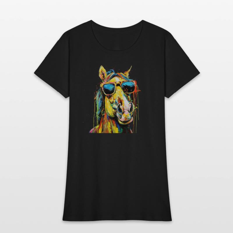 Cool Sunglasses Horse Covered In Rainbow Paint 2