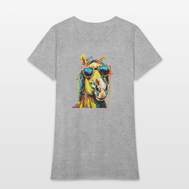 Cool Sunglasses Horse Covered In Rainbow Paint 2