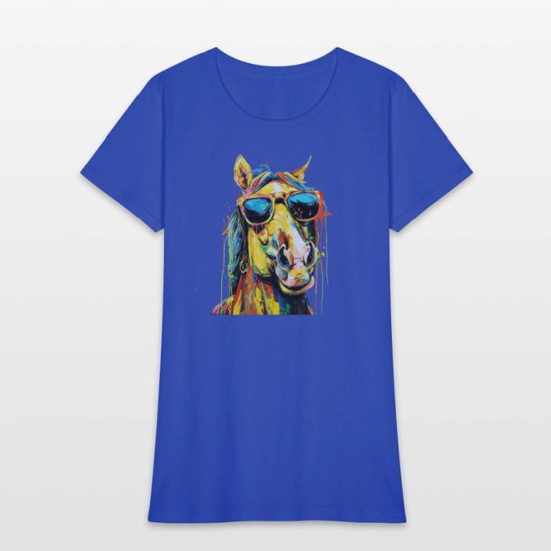 Cool Sunglasses Horse Covered In Rainbow Paint 2