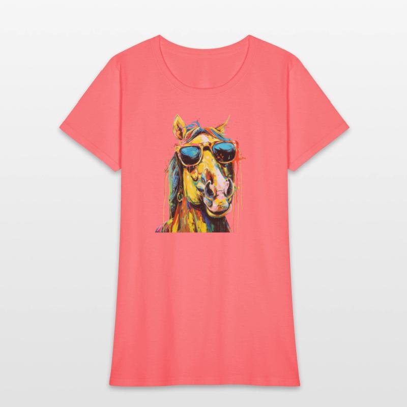 Cool Sunglasses Horse Covered In Rainbow Paint 2