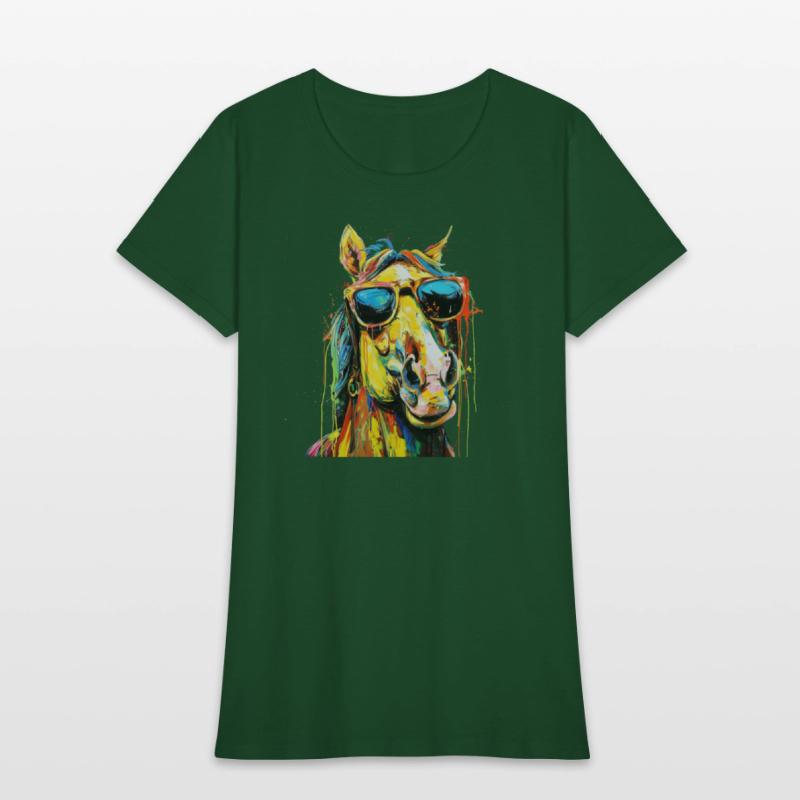 Cool Sunglasses Horse Covered In Rainbow Paint 2