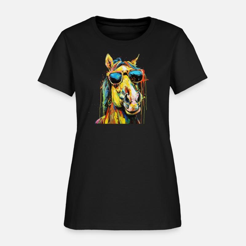Cool Sunglasses Horse Covered In Rainbow Paint 2