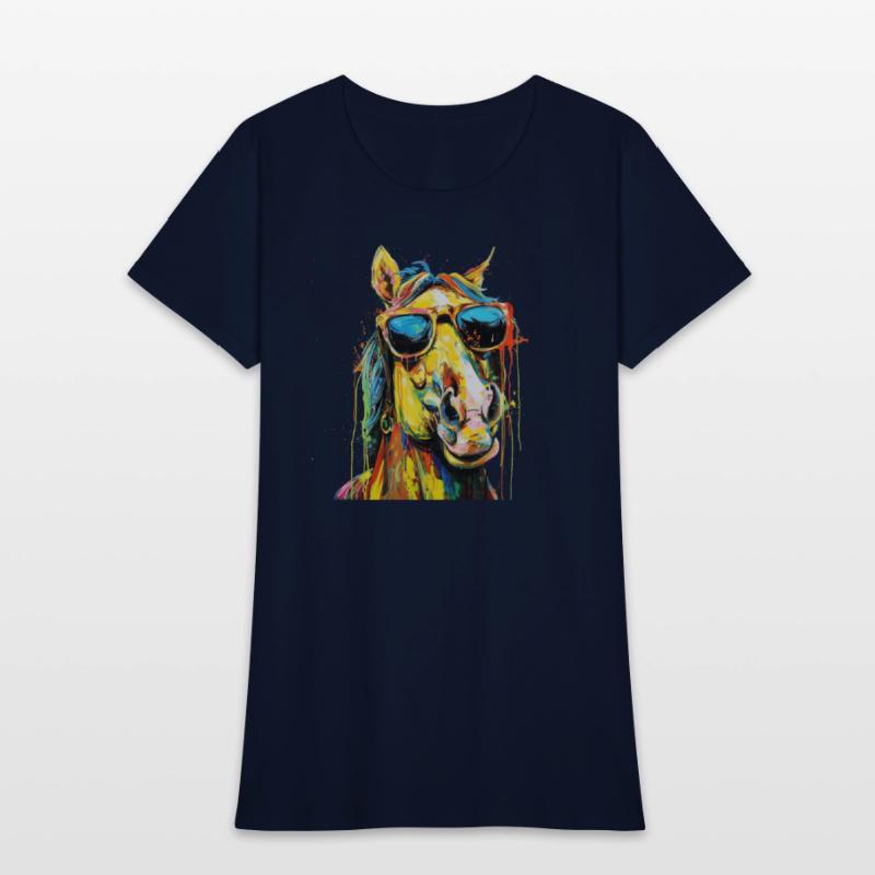 Cool Sunglasses Horse Covered In Rainbow Paint 2