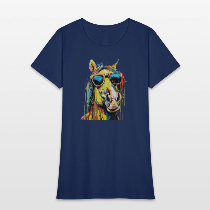 Cool Sunglasses Horse Covered In Rainbow Paint 2