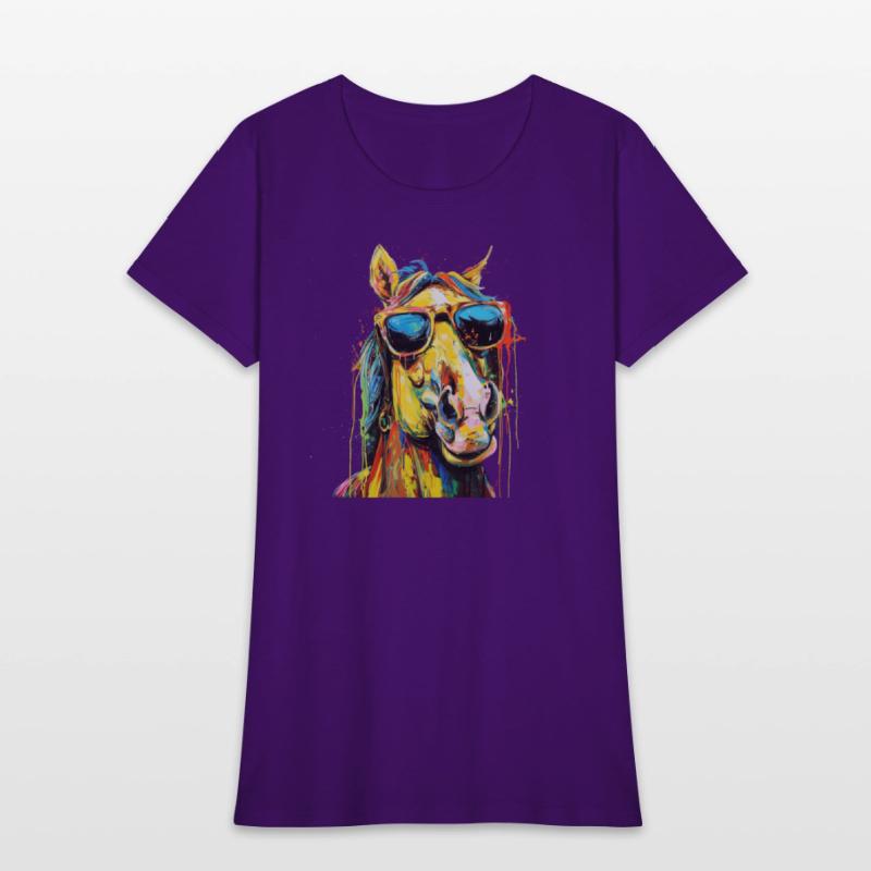 Cool Sunglasses Horse Covered In Rainbow Paint 2