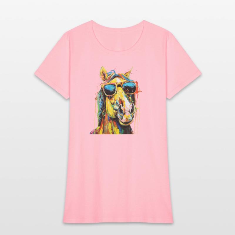 Cool Sunglasses Horse Covered In Rainbow Paint 2