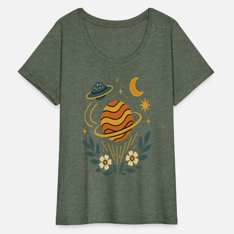 Cosmic Bloom – Retro Space Floral Design