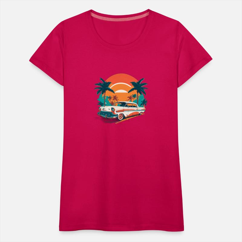 Cuban Car in front of palms stock illustration