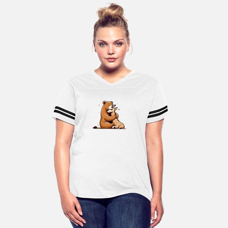 Cuddling Bear And Giraffe In Love