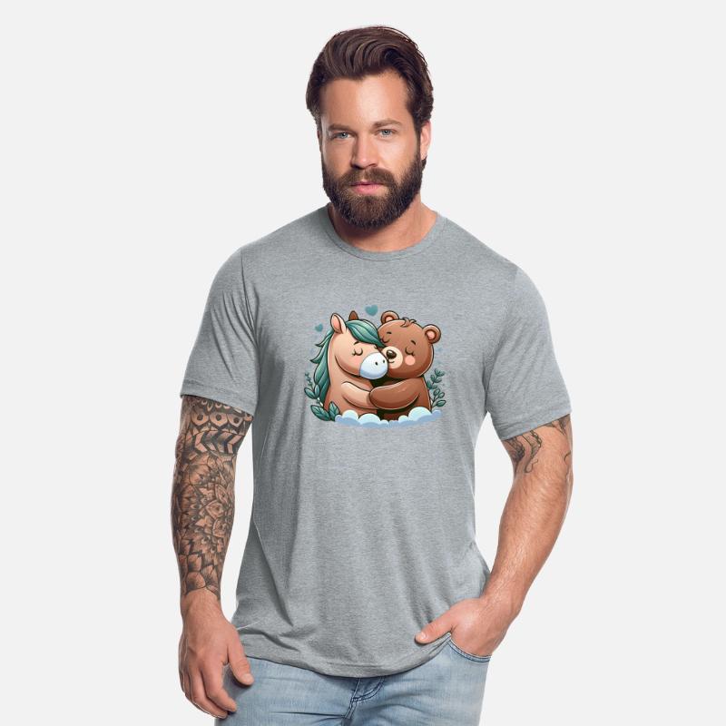 Cuddling Horse And Bear In Love