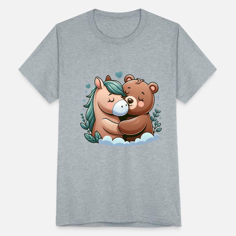 Cuddling Horse And Bear In Love