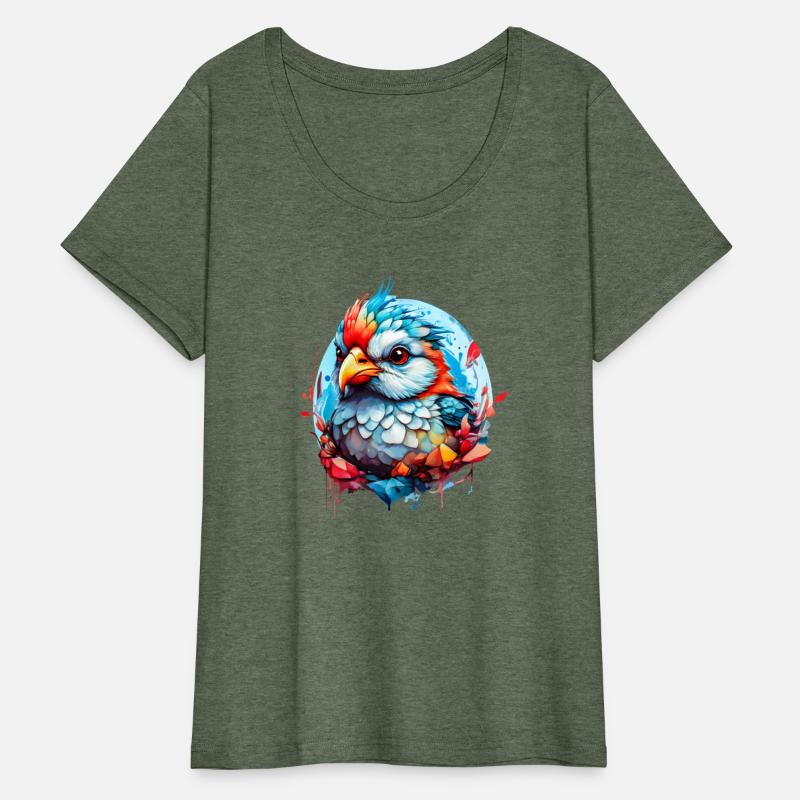 Cute Bird in Blue and Orange Illustration