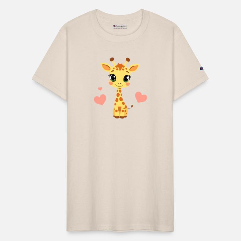Cute cartoon giraffe with big eyes and heart decor