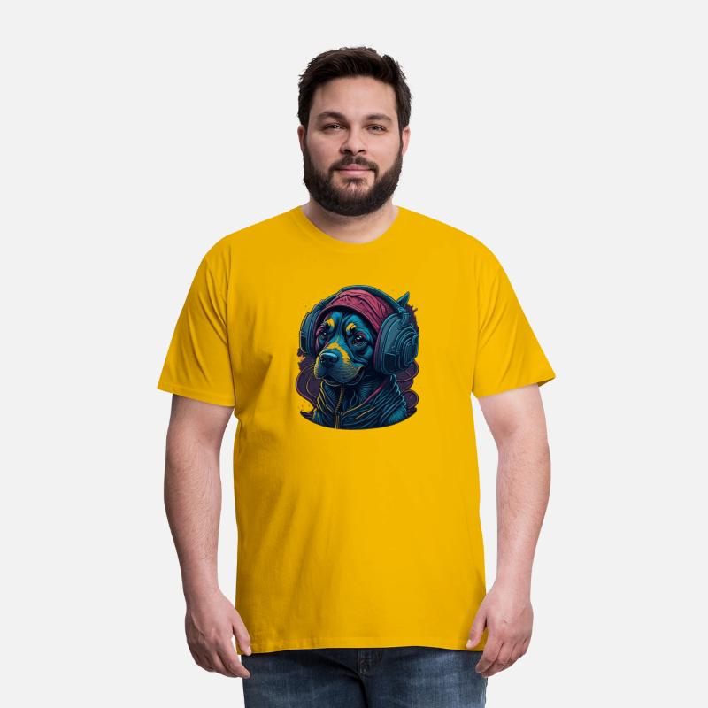 Cute Rottweiler Dog Wearing Headset for Gamer